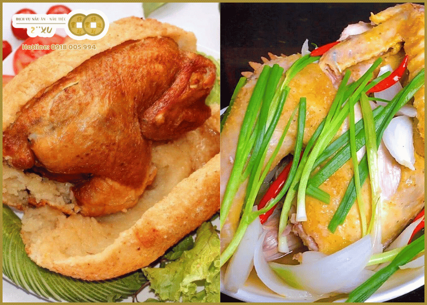 Gà bó xôi / Gà hấp hành